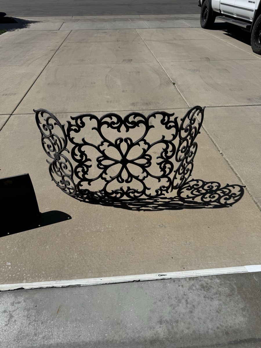 Decorative Black Wrought Iron Fireplace Screen Ornate Scrollwork Freestanding