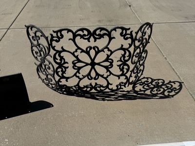 Decorative Black Wrought Iron Fireplace Screen Ornate Scrollwork Freestanding