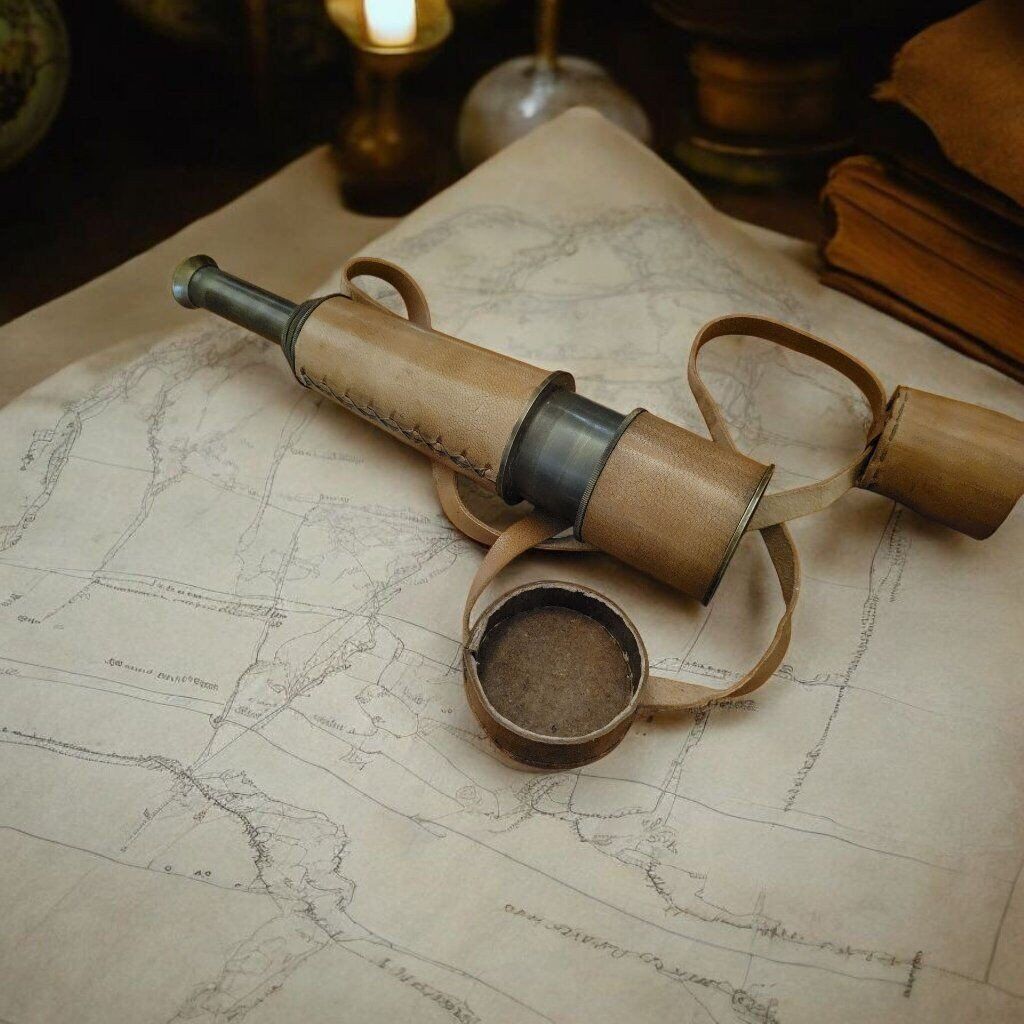 Antique Brass Spyglass: Handheld Telescope for Adv
