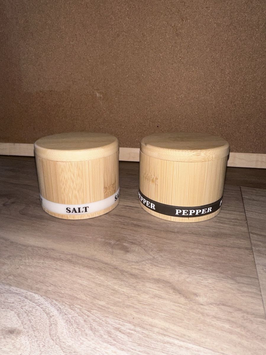 Bamboo Salt and Pepper Set with Swivel Lids and Spoons