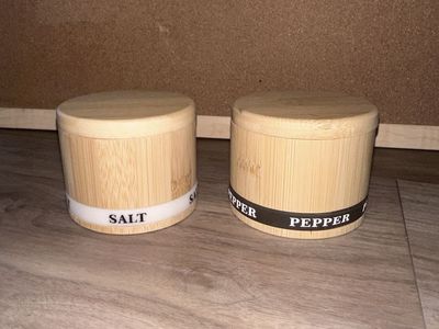 Bamboo Salt and Pepper Set with Swivel Lids and Spoons
