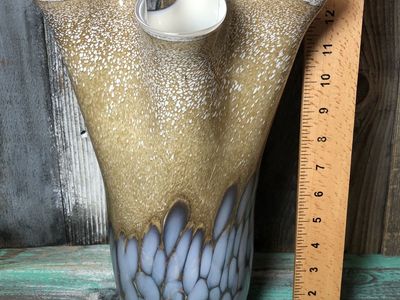 Large VASE Studio Art Glass Handkerchief Earthy