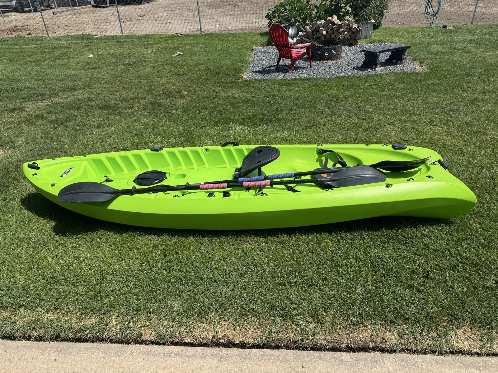 Lifetime Sit-On-Top Tandem Kayak - Lime Green with Paddles & Backrests