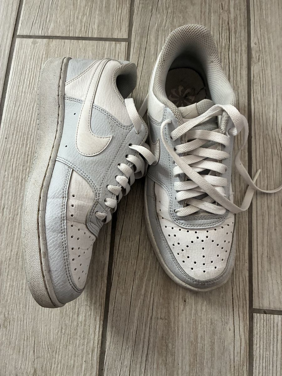 Nike Court Vision Low Women's Sneakers - White/Light Blue, Size 7, Lace-Up Low Top