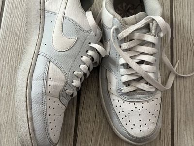 Nike Court Vision Low Women's Sneakers - White/Light Blue, Size 7, Lace-Up Low Top