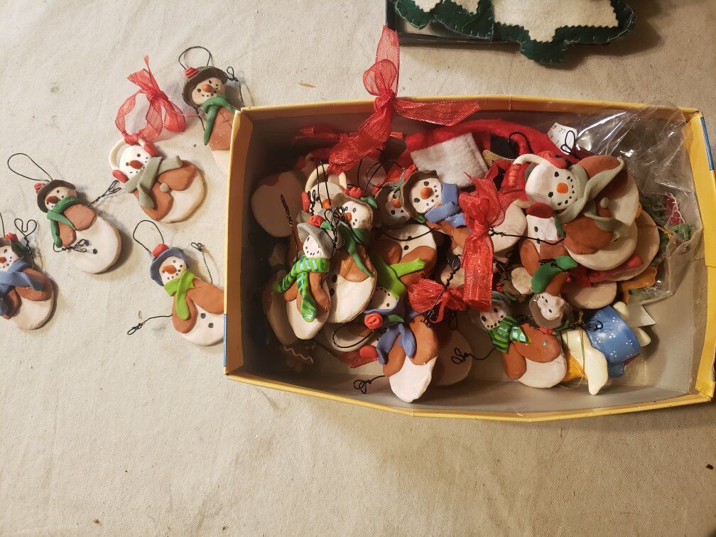 Handmade Christmas Tree Ornaments Snowman And Tree