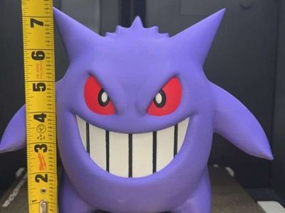 Custom 3D Printed Gengar Figure - Large Purple Pokemon Fan Art Decor (Approx. 7.5" Tall)