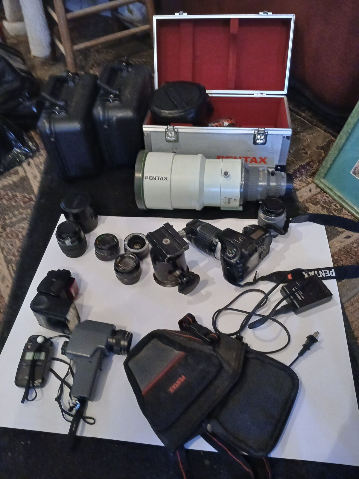 Pentax camera and lenses.