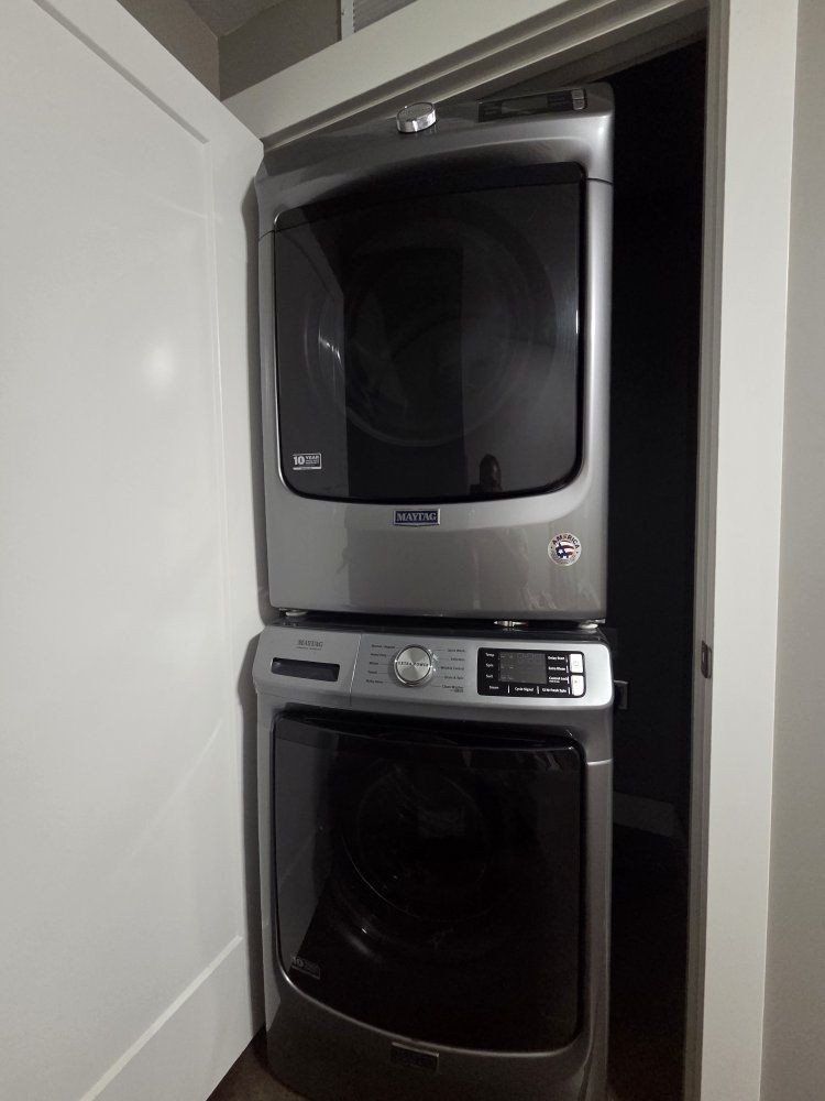 Maytag Front Load Stacked Washer and Dryer Set in Slate