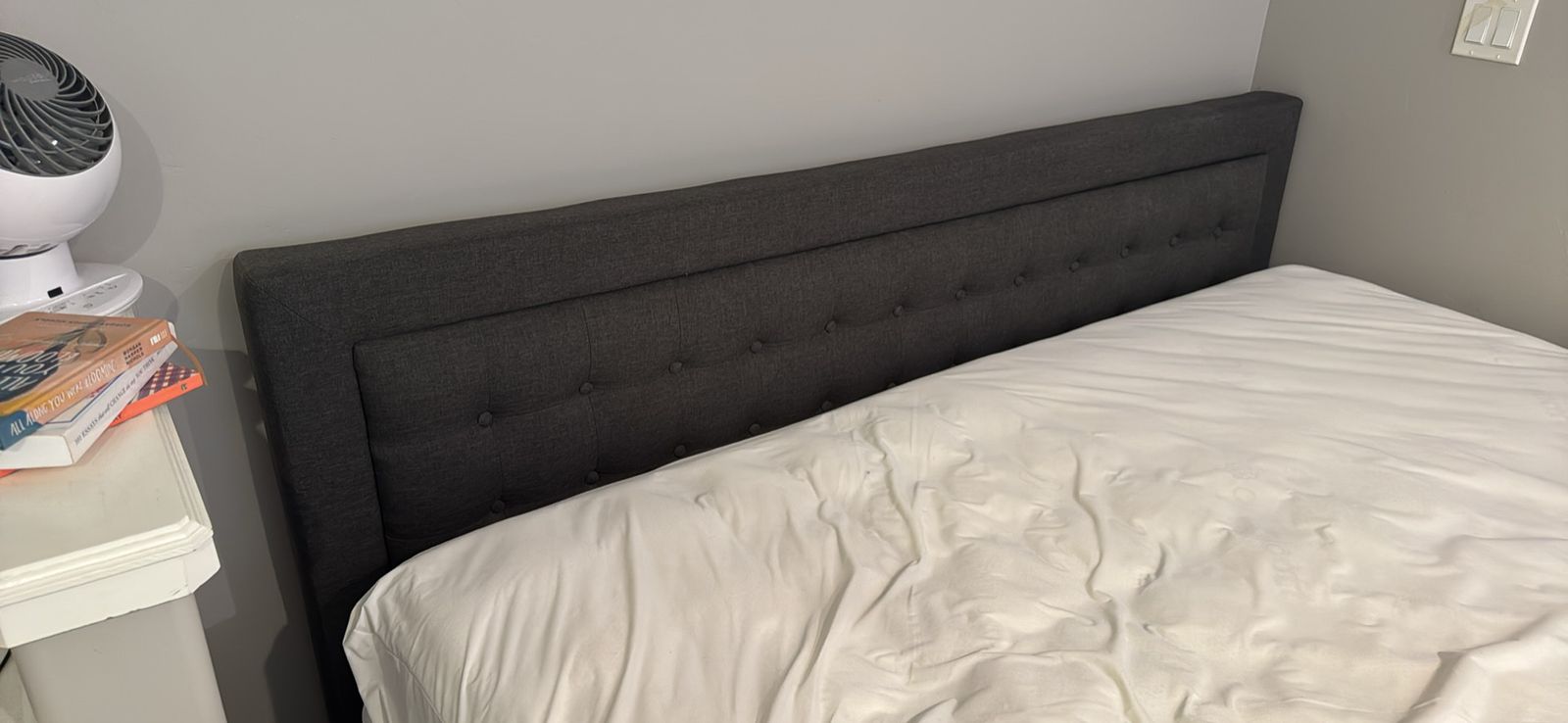 King Upholstered Tufted Platform Bed Frame