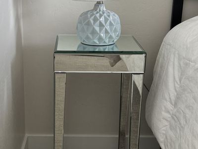 Mirrored Glass Accent End Tables / Nightstands - Set of 2