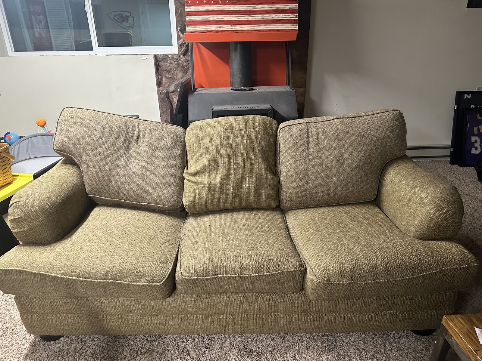 Brown Fabric Couch and Loveseat Set