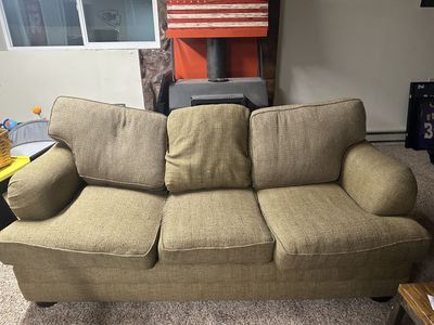 Brown Fabric Couch and Loveseat Set