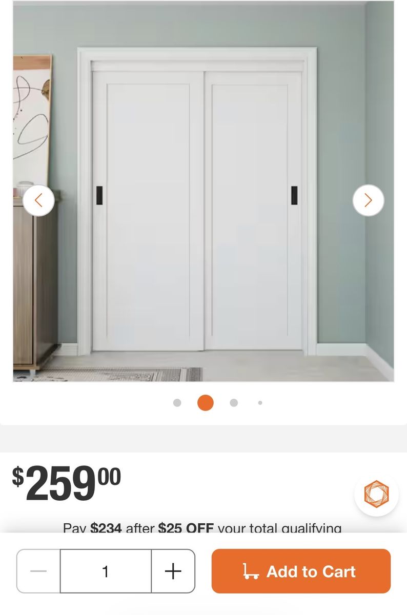 New!  White Primed Finished MDF Sliding Door