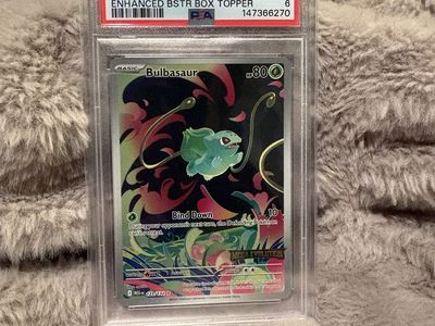 Pokemon 2025 Meg EN Bulbasaur #133 Enhanced Booster Box Topper PSA 6 EX-MT Trading Card
