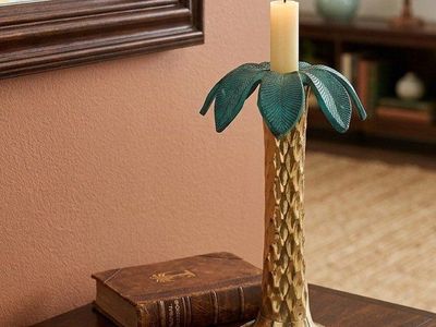 Vintage Brass Palm Tree Candle Stick