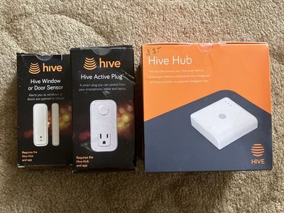 Hive Smart Home Starter Kit: Hub, Window/Door Sensor, & Active Plug - Control Devices Remotely