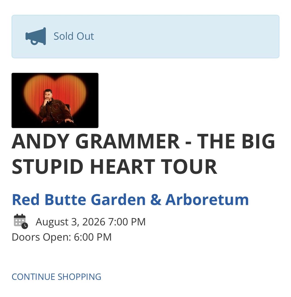 x5 tickets to Andy Grammer Tonight @ Red Butte
