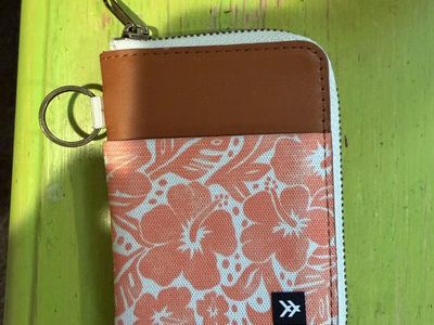 Thread Wallets Slim Zip Wallet with Key Ring - Floral Print & Brown