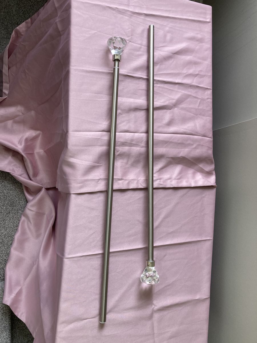 Pink Curtains and Curtain Rod