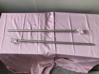 Pink Curtains and Curtain Rod