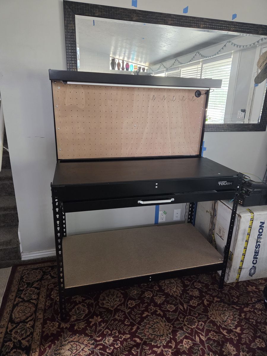 Hyper Tough 46" Workbench w/ LED Light & Pegboard