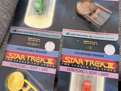 Vintage Star Trek III Diener Industries Collectible Eraser Set - Spock, Enterprise (4-Pack)