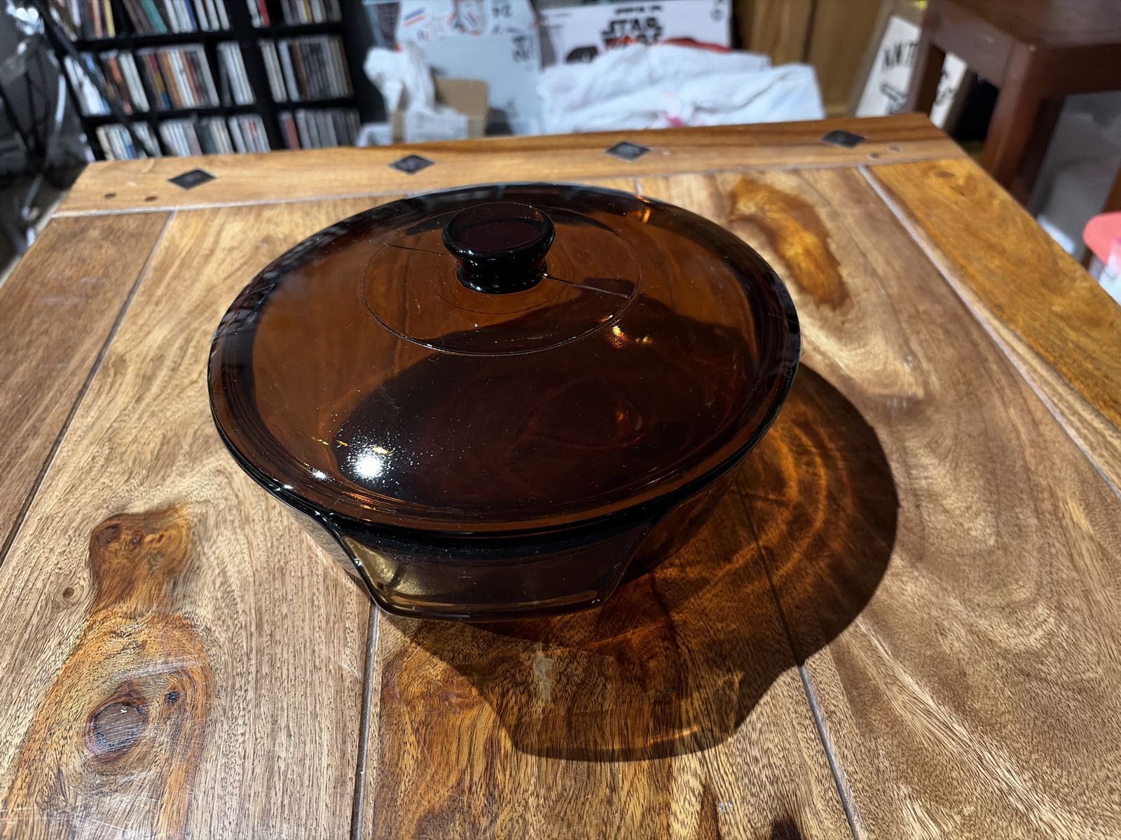 Vintage Pyrex Visions Amber Glass 2.5L Round Casserole Dish with Lid