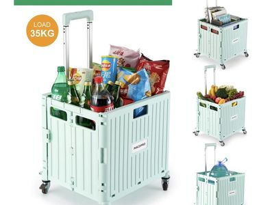 MACOPRO Collapsible Rolling Crate with Telescoping Handle, 35KG Load, 360° Wheels