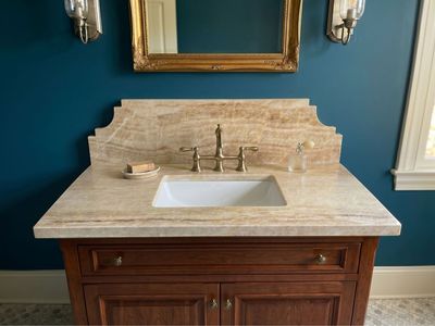 Custom Taj Mahal Bathroom Vanity Countertop with backsplash