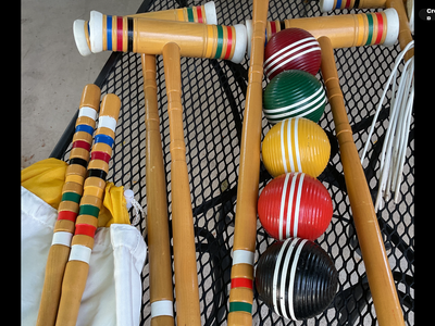 VTG 1980’s Forster Croquet Set, Complete W / 5 Balls
