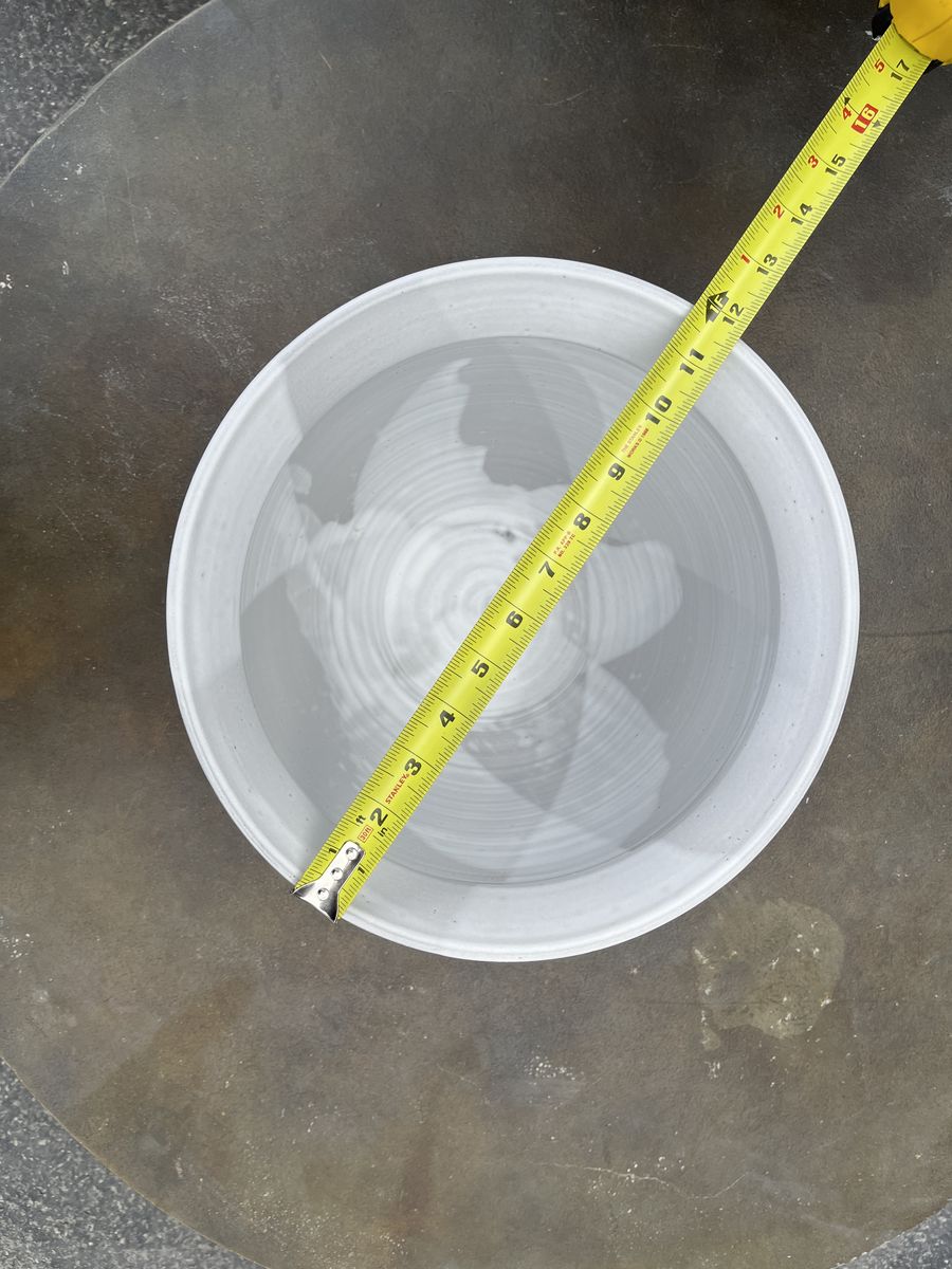 Large White Ceramic Planter Pot - 12" Diameter x 9" High - Modern Two-Tone Design