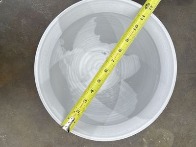Large White Ceramic Planter Pot - 12" Diameter x 9" High - Modern Two-Tone Design