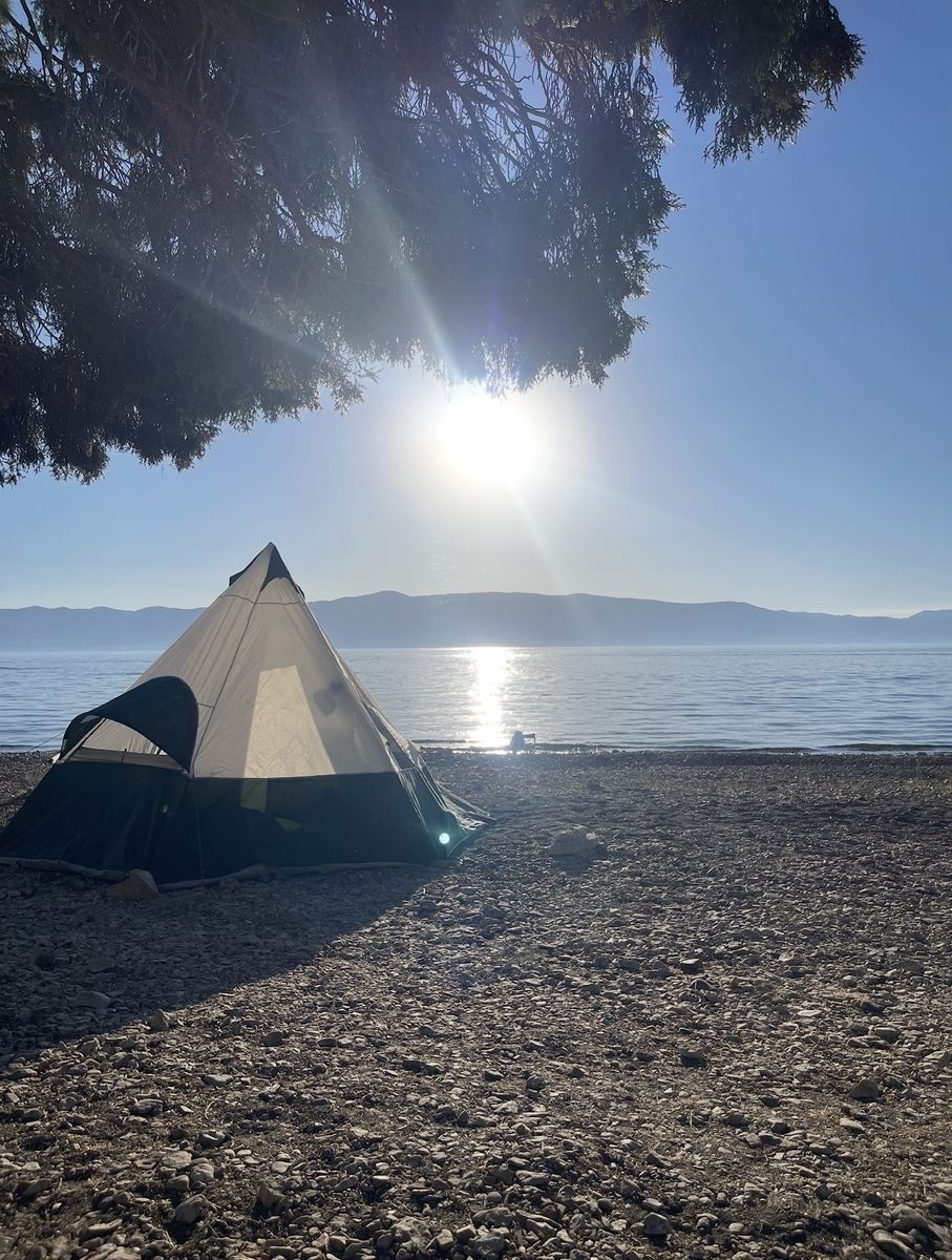 Ozark Trail Green and White Teepee Style Camping Tent