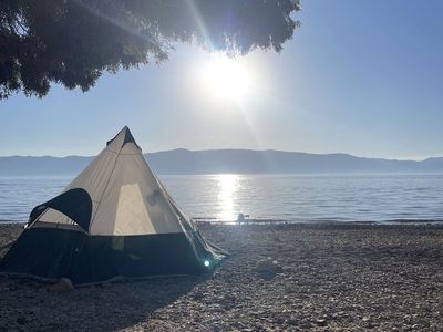 Ozark Trail Green and White Teepee Style Camping Tent