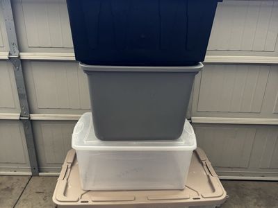 Assorted Plastic Storage Totes and Containers - Set of 4