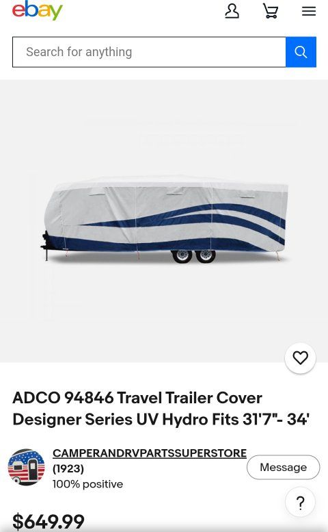 Trailer RV cover ADCO Designer Series 34 foot