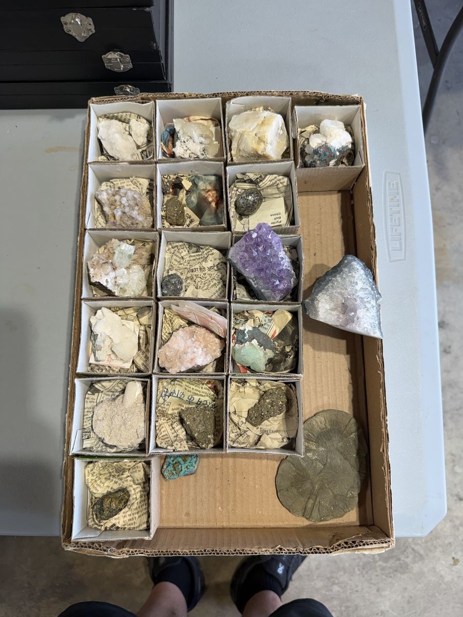 Display cases for minerals, rocks, or crystals. 