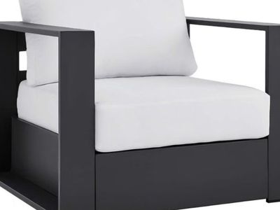 Modway Tahoe Aluminum Outdoor Patio Armchair in Gray White