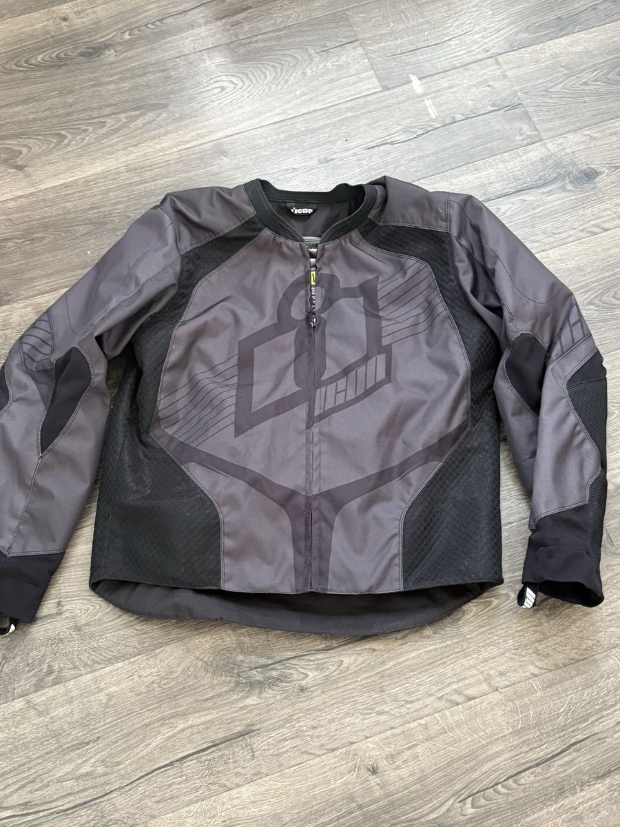 Icon Overlord Textile Motorcycle Jacket, Large, D3O Armored, Black, w/ Liner
