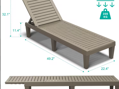 New set of 2 Chaise Lounge Chair Set, adjustable, waterproof, gray