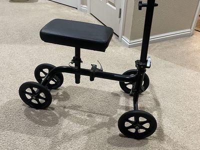 Black Knee Scooter/Walker - Adjustable, Steerable Mobility Aid with Padded Knee Rest