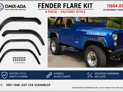 Omix-Ada 11604.01 Fender Flare Kit 4pc Factory Style Fits 1981-1986 Jeep CJ8