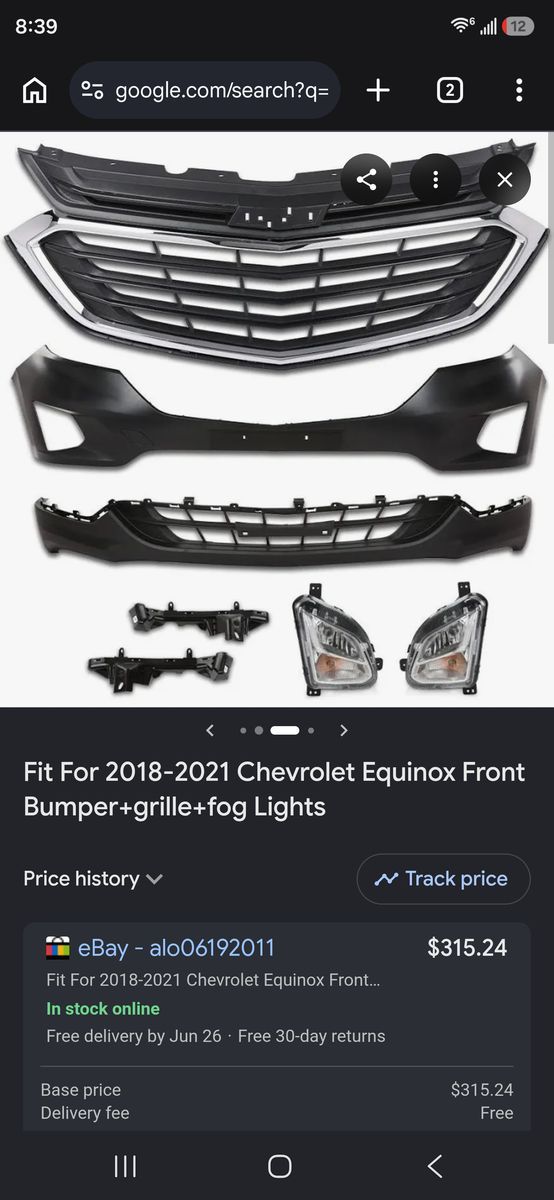 2018-2021 Chevrolet Equinox Front Bumper, Grille, & Fog Lights - New Aftermarket Kit