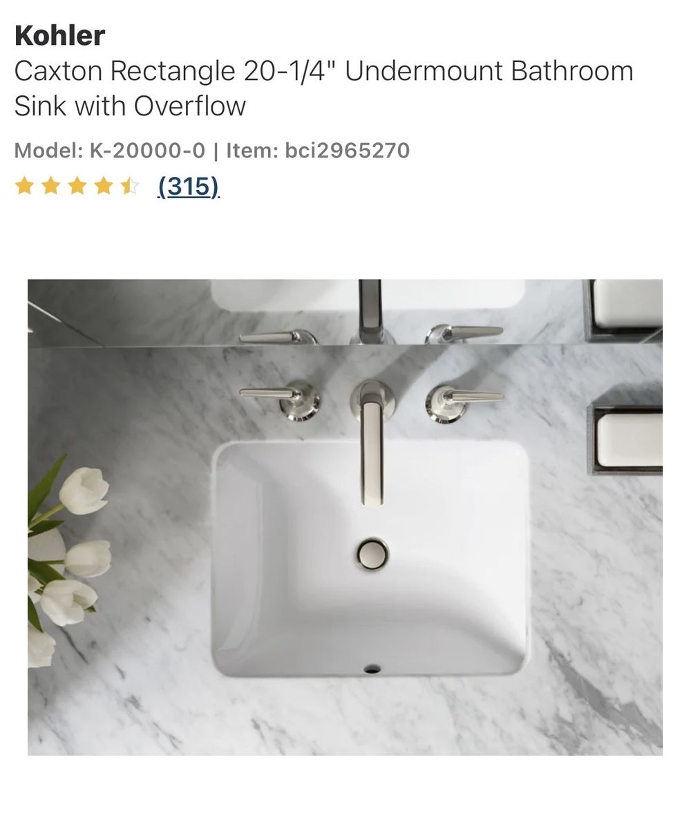 Kohler -Caxton Rectangle Undermount Bathroom Sink