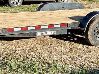 Iron Panther Tandem Axle Flatbed Car Hauler Utility Trailer with Wood Deck