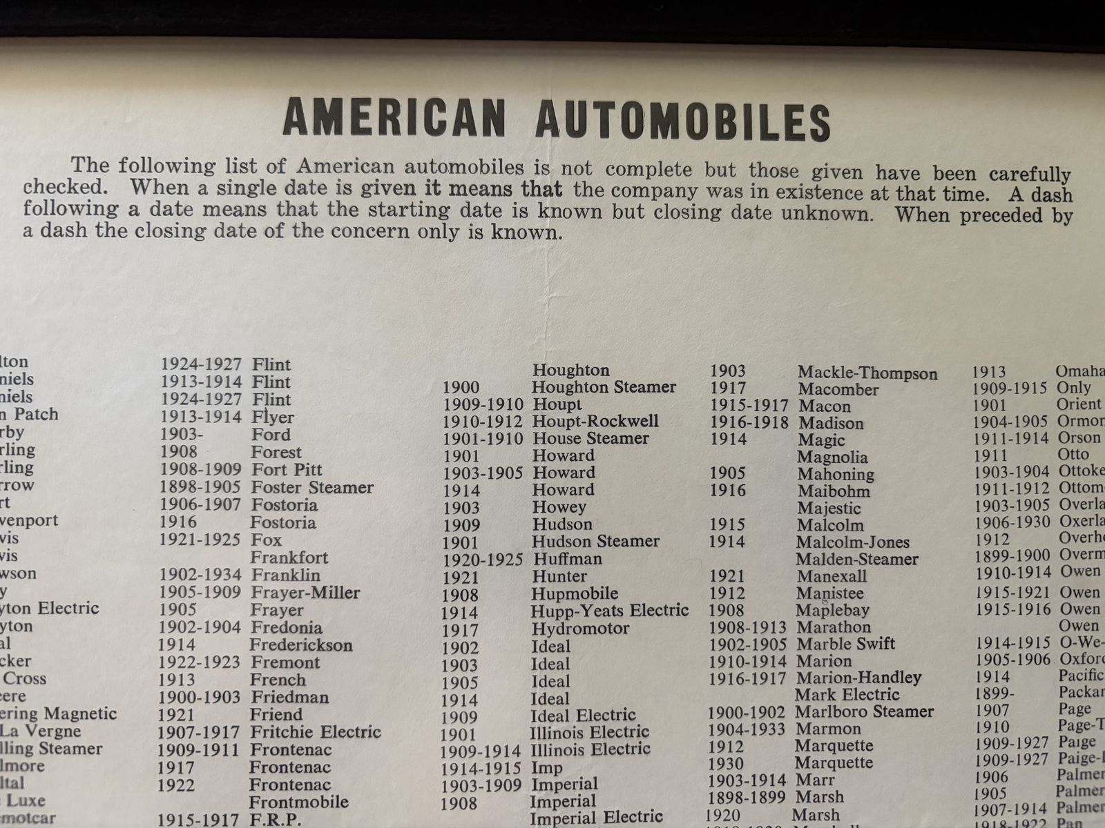 Vintage American Automobiles History Poster Framed Wall Art