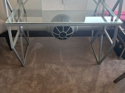 Star Wars TIE Fighter Glass Top Desk - Silver Metal Frame