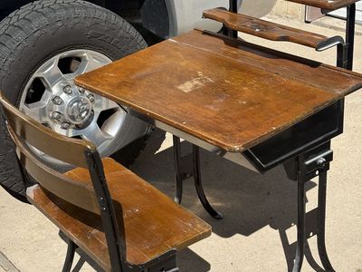 vintage school desk with chair