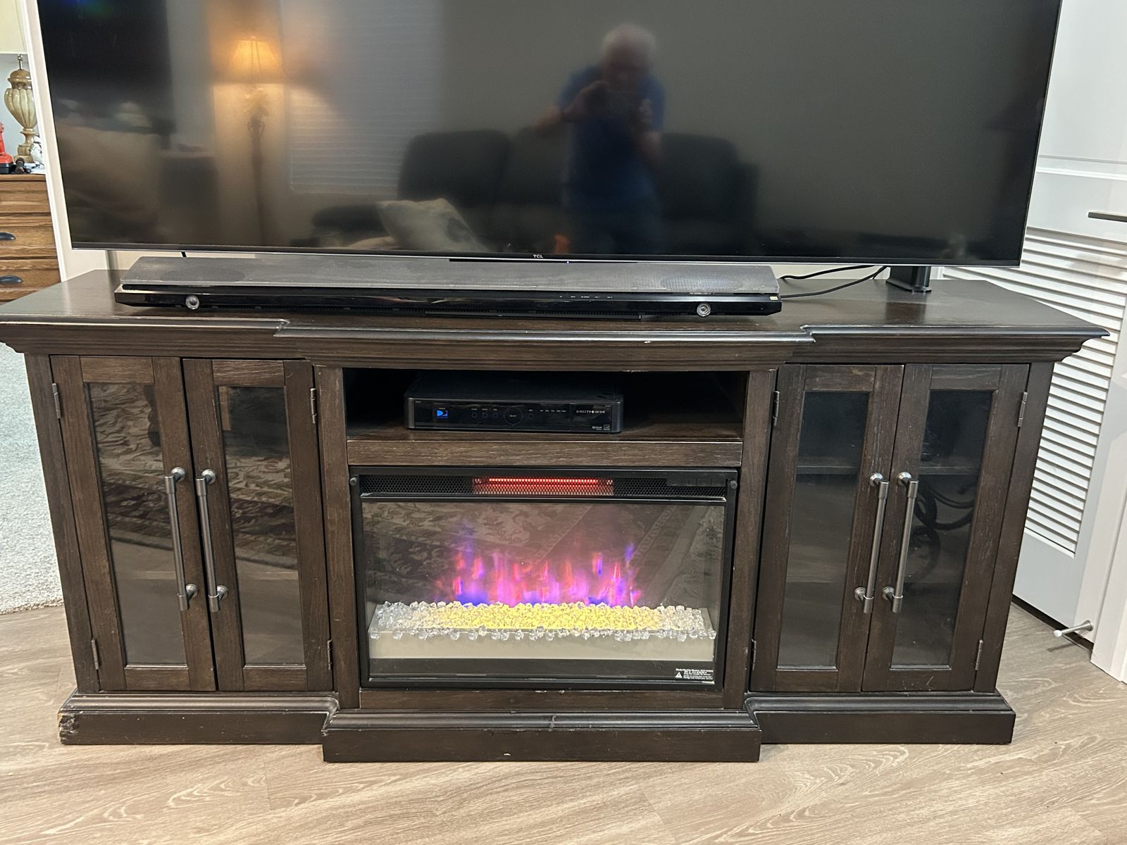 Twin Star 6-Foot TV Cabinet with Electric Fireplace